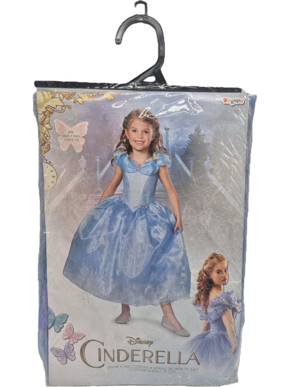 Disney Cinderella Deluxe Child Costume Kid Girls Large 10-12 Glittery Blue Dress